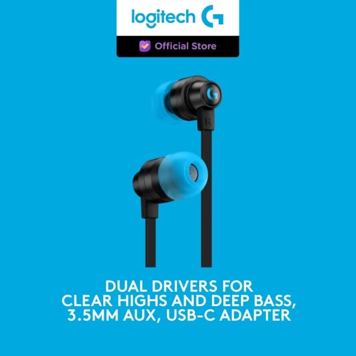 LOGITECH G333 IN-EAR EARPHONE GAMING MOBILE TYPE C ADAPTER