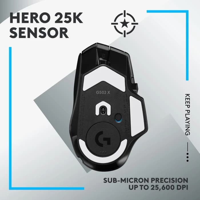 MOUSE LOGITECH G502 X LIGHTSPEED MOUSE GAMING WIRELESS HERO 25K DPI - BLACK