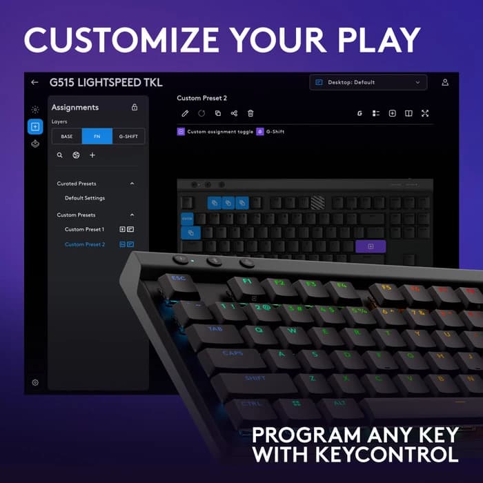 LOGITECH G515 KEYBOARD GAMING WIRELESS LIGHTSPEED TKL RGB LIGHTSYNC