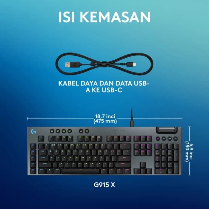 LOGITECH G915 X LOW PROFILE KEYBOARD GAMING WIRED
