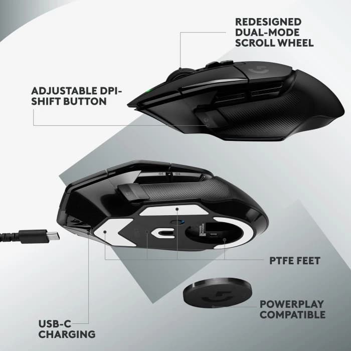 MOUSE LOGITECH G502 X LIGHTSPEED MOUSE GAMING WIRELESS HERO 25K DPI - BLACK