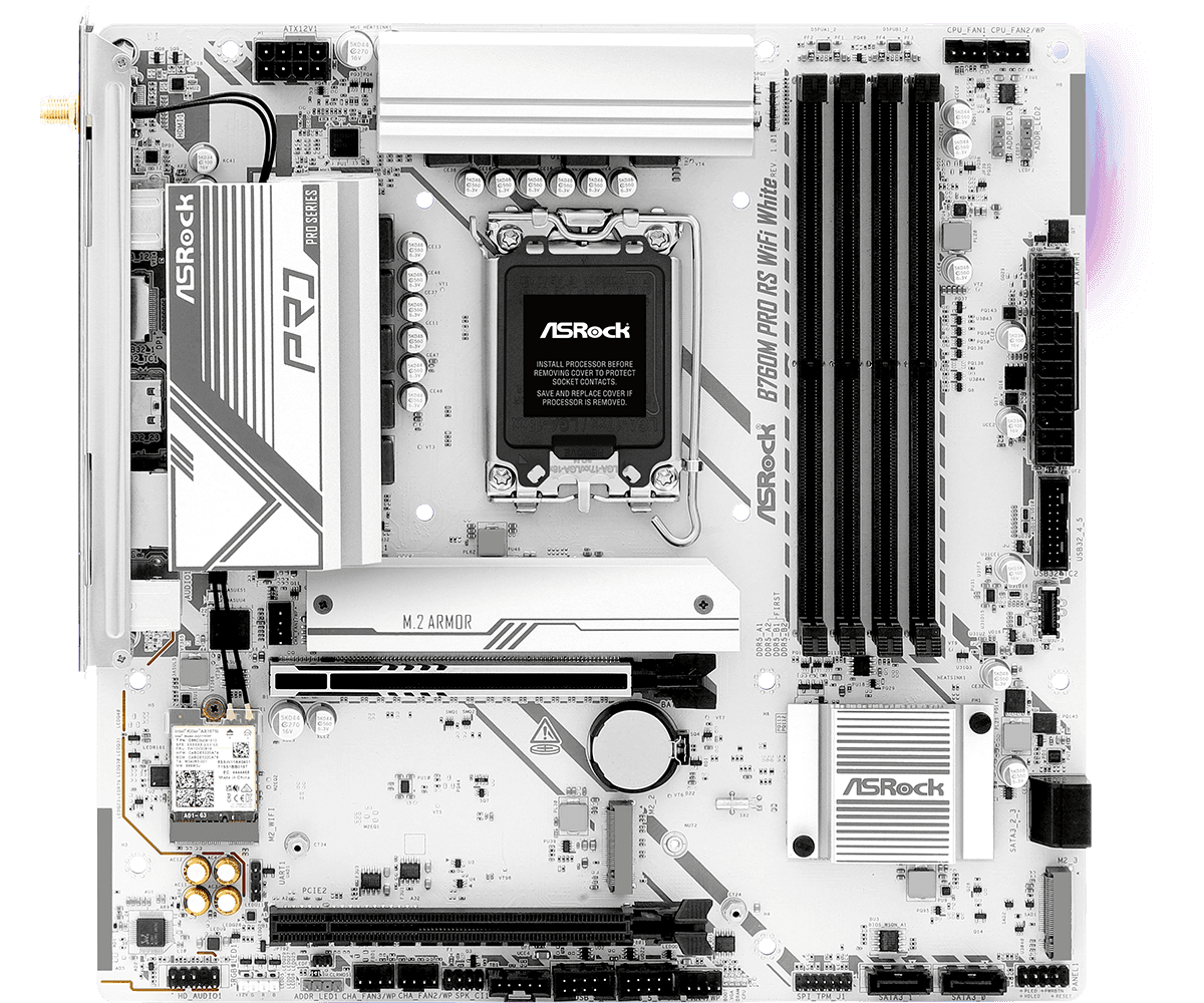 MOTHERBOARD ASROCK B760M PRO RS WIFI WHITE LGA1700 DDR5 - mATX