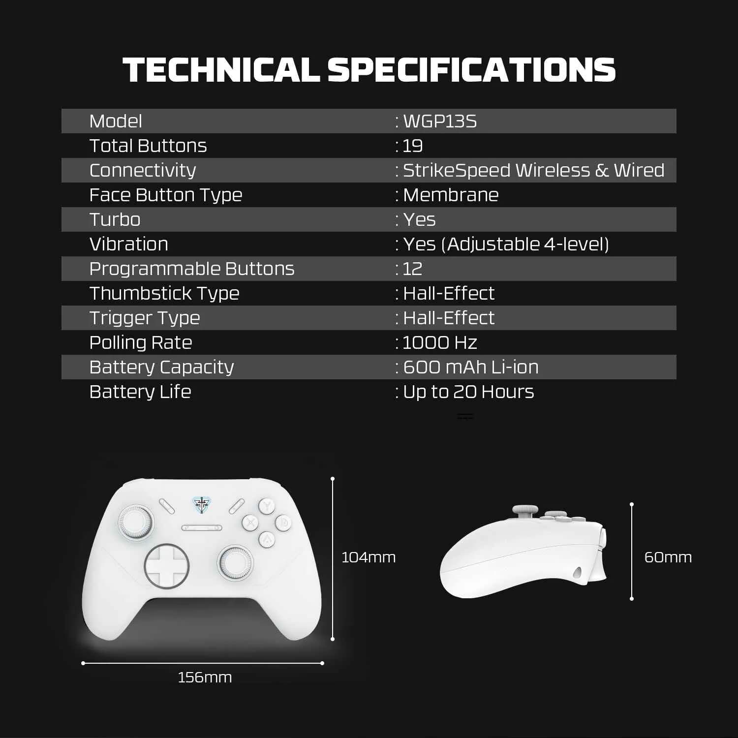 GAMEPAD FANTECH WGP13S WIRED TYPE C + 2.4 GHZ WIRELESS CONNECTION