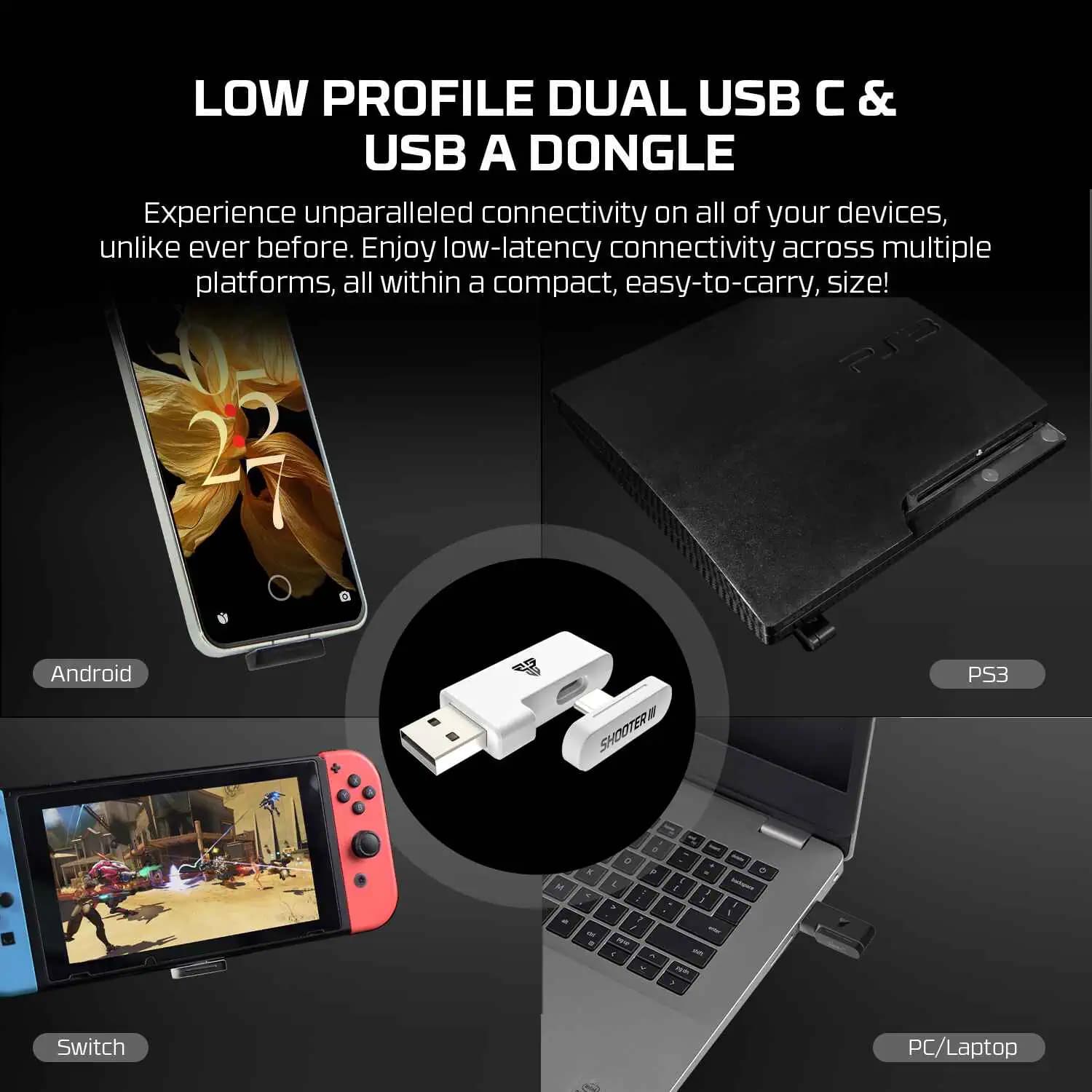 GAMEPAD FANTECH WGP13S WIRED TYPE C + 2.4 GHZ WIRELESS CONNECTION