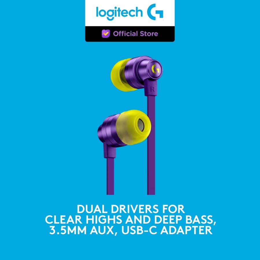 LOGITECH G333 IN-EAR EARPHONE GAMING MOBILE TYPE C ADAPTER