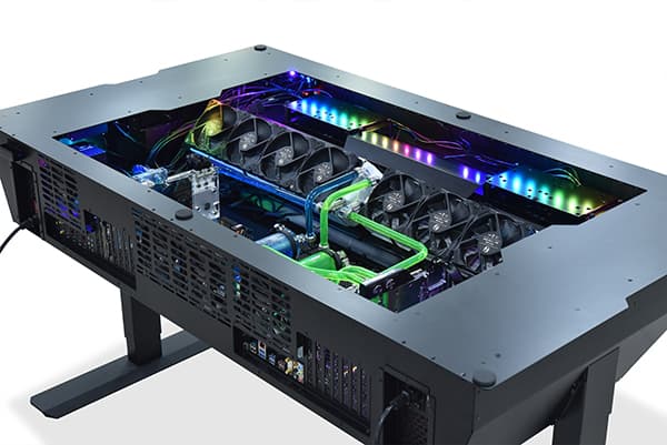 MEJA GAMING LIAN LI DK-05F BLACK DUAL SYSTEM MOTORIZED DESK PC