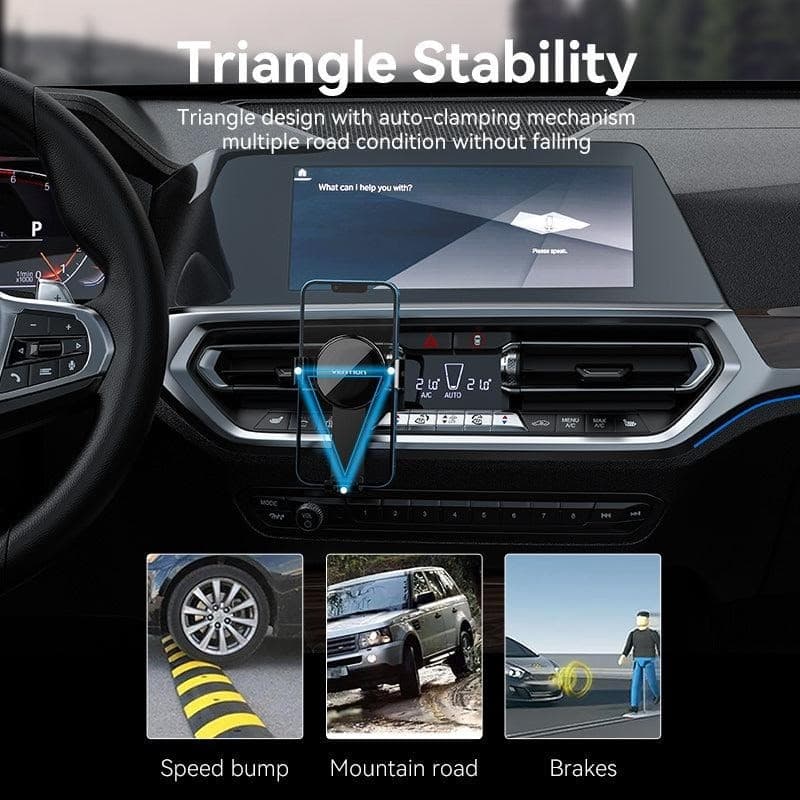 VENTION AUTO-CLAMPING CAR PHONE MOUNT WITH DUCKBILL CLIP BLACK SQUARE FASHION TYPE (KCTB0)