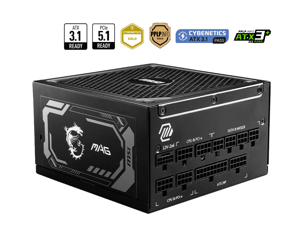 POWER SUPPLY MSI MAG A1250GL 1250W 80+ GOLD - FULL MODULAR