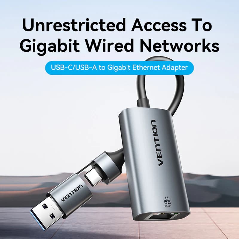 VENTION USB-C/USB-A TO GIGABIT ETHERNET ADAPTER 0.15M ALUMUNIUM ALLOY TYPE GRAY (CFQHB)