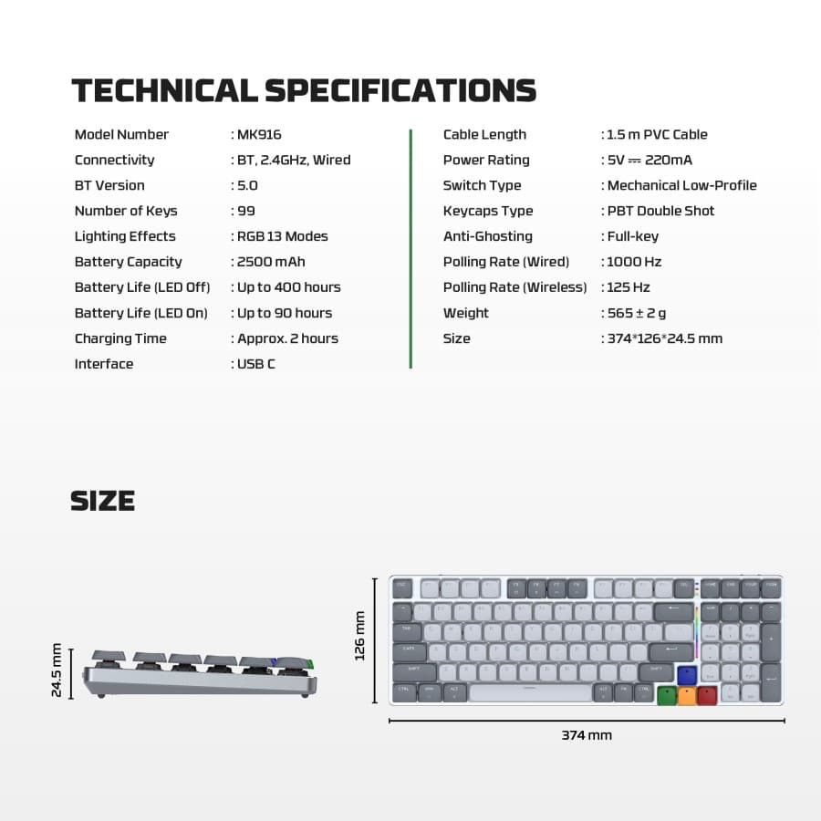 KEYBOARD FANTECH MECHANICAL SUPER MAXFIT AIR MK915 & MK916 TRI CONNECTION