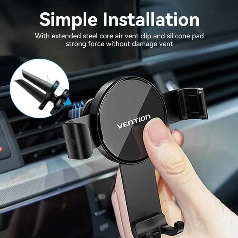 VENTION AUTO-CLAMPING CAR PHONE MOUNT WITH DUCKBILL CLIP BLACK SQUARE FASHION TYPE (KCTB0)