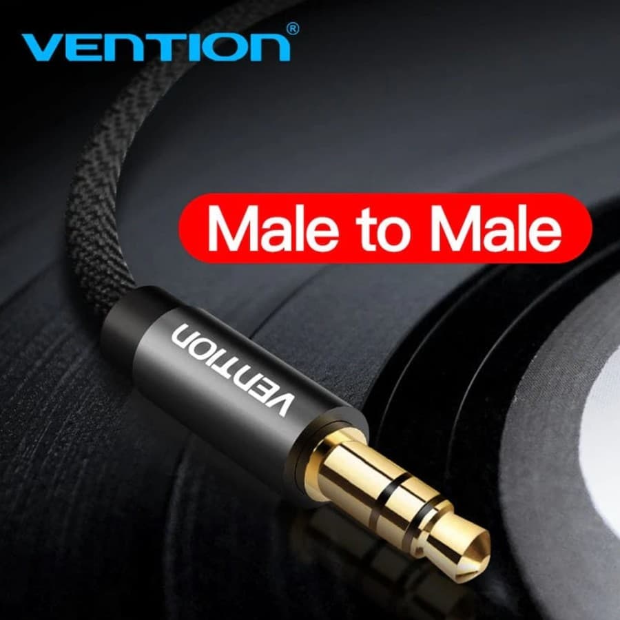 VENTION 3.5mm MALE TO MALE AUDIO CABLE 1M BLACK ALUMUNIUM ALLOY TYPE 1M-3M (BAXBF BAXBG BAXBH BAXBI)