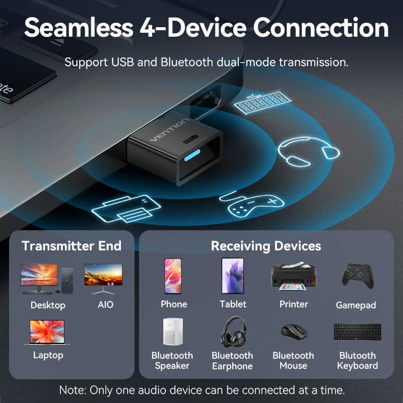 VENTION USB BLUETOOTH 5.4 ADAPTER BLACK MINI TYPE (NALB0)