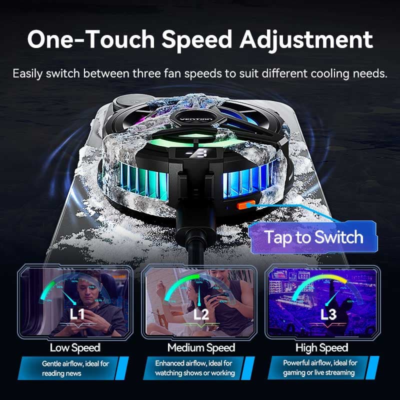 VENTION Magnetic Mobile Phone Cooler with 3-Gear Adjustment Black LED Display Type (KQKB0)
