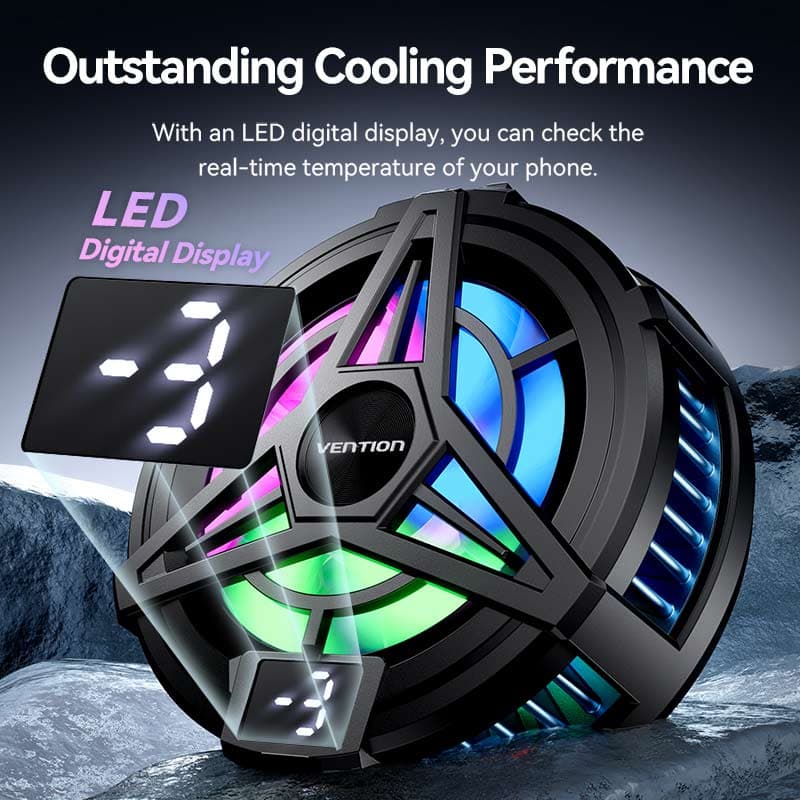 VENTION Magnetic Mobile Phone Cooler with 3-Gear Adjustment Black LED Display Type (KQKB0)
