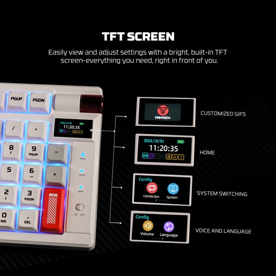 KEYBOARD FANTECH ATOM PRO79 MK917 MECHANICAL WITH SCREEN TRI-CONNECT