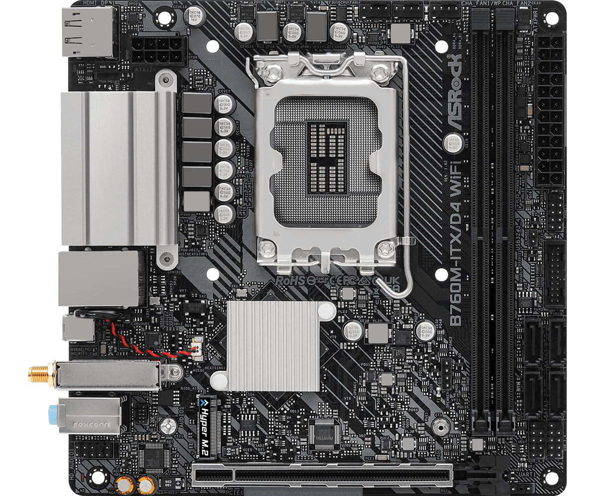 MOTHERBOARD ASROCK B760M-ITX/D4 WIFI DDR4 LGA1700 - mITX