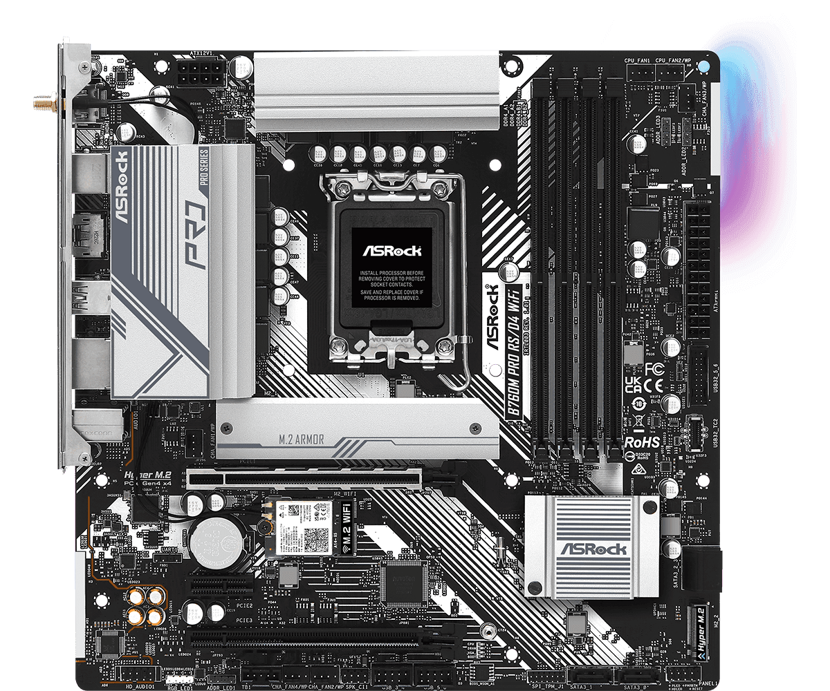 MOTHERBOARD ASROCK B760M PRO RS/D4 WIFI LGA1700 DDR4 - mATX