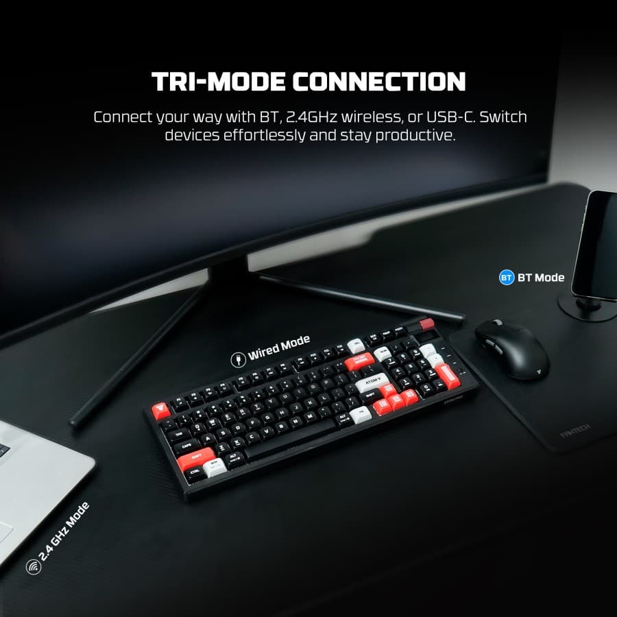 KEYBOARD FANTECH ATOM PRO79 MK917 MECHANICAL WITH SCREEN TRI-CONNECT
