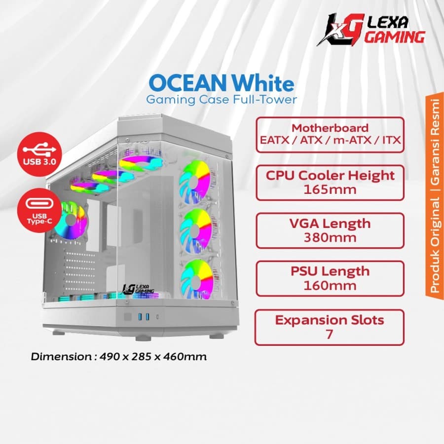 CASING LEXA GAMING OCEAN ARCTIC FULL TOWER FRAMELESS - EATX