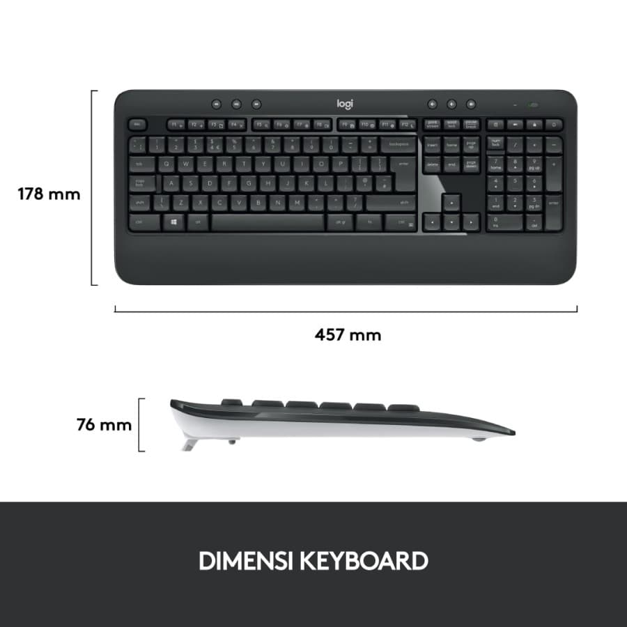 KEYBOARD MOUSE LOGITECH MK540 ADVANCED WIRELESS KEYBOARD & MOUSE COMBO