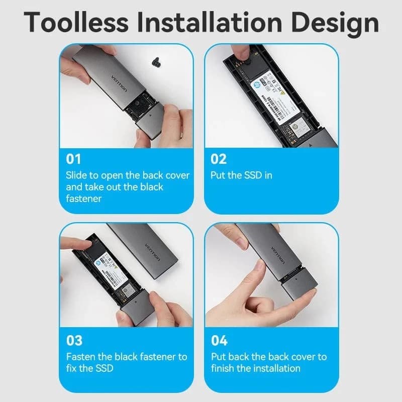 VENTION M.2 NVMe SSD ENCLOSURE (USB 3.1 Gen 2-C) Gray Aluminum Alloy Type (KPGH0)