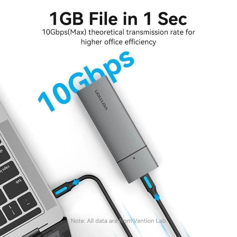 VENTION M.2 NVMe SSD ENCLOSURE (USB 3.1 Gen 2-C) Gray Aluminum Alloy Type (KPGH0)