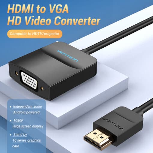 VENTION HDMI to VGA Converter with Female Micro USB and Audio Port 0.15M Black (42161)