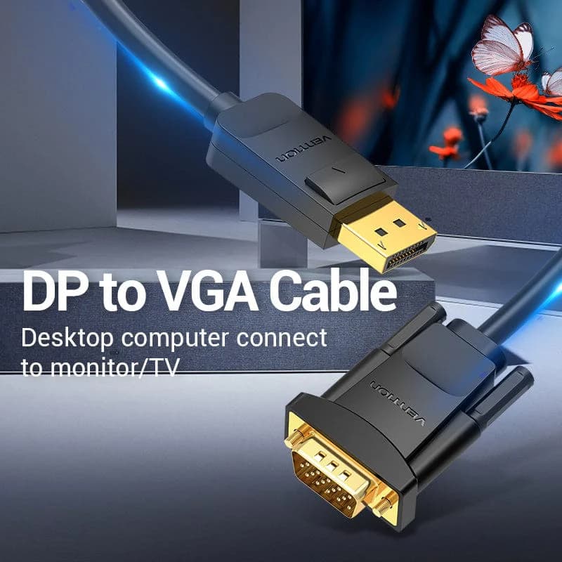 VENTION DisplayPort to VGA Cable 1.5M Black (HBLBG)