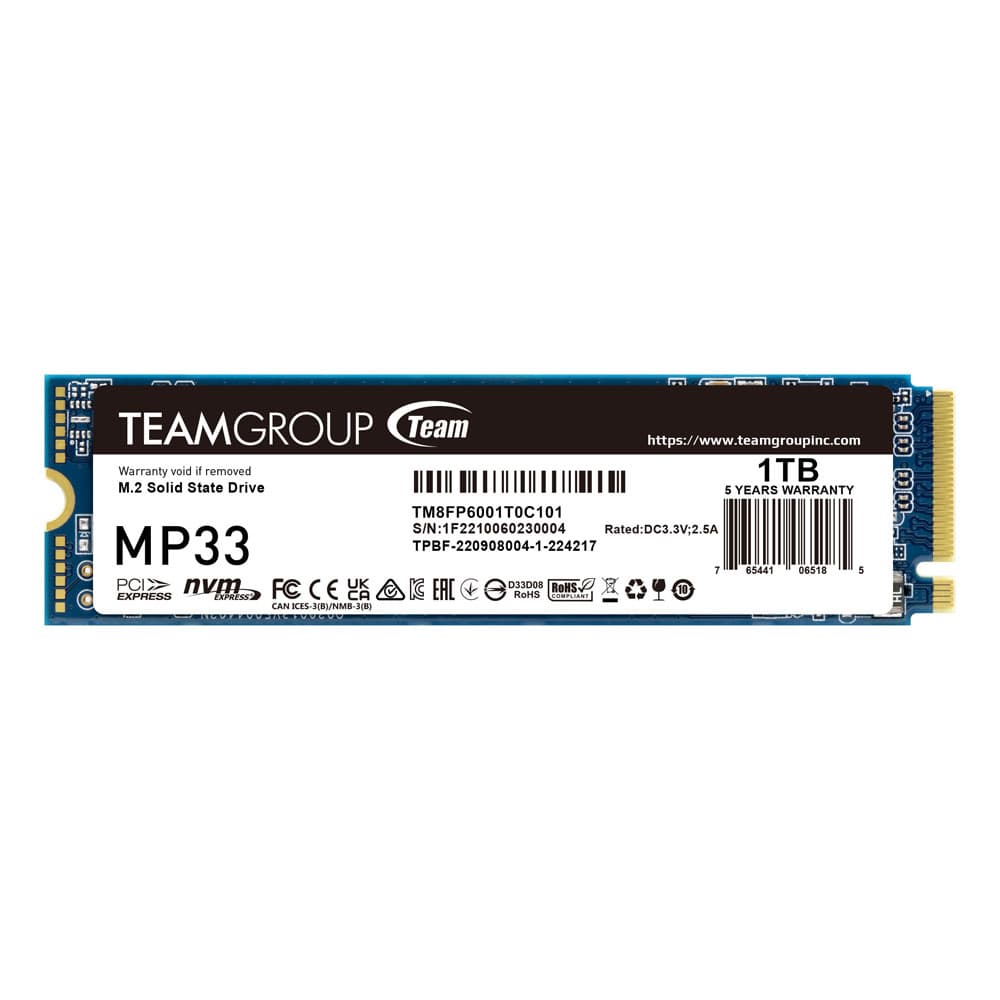 SSD NVME TEAMGROUP MP33 - (128GB / 256GB / 512GB / 1TB / 2TB) Gen 3.0
