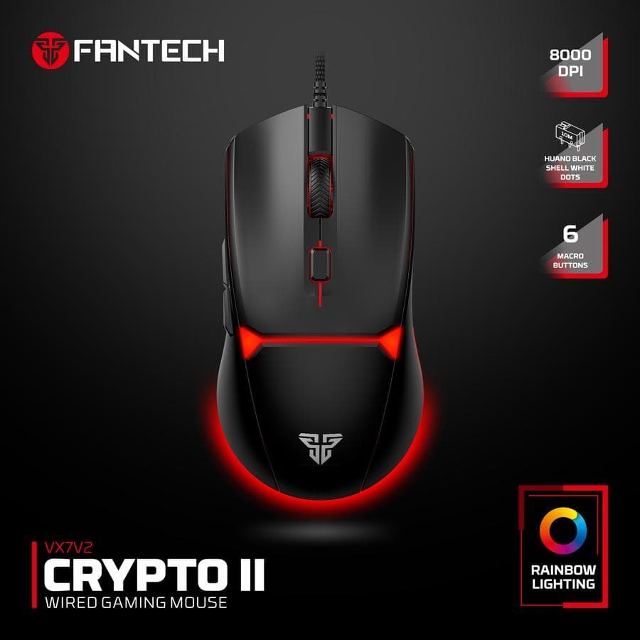 MOUSE FANTECH CRYPTO II VX7V2 WIRED WITH RGB LIGHT BLACK