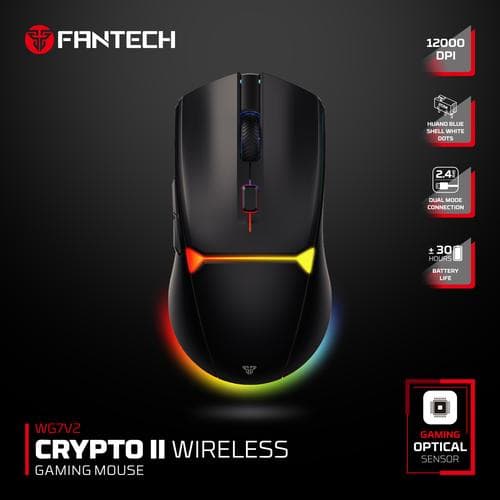 MOUSE FANTECH CRYPTO II WG7V2 WIRELESS WITH RGB GAMING OPTICAL SENSOR