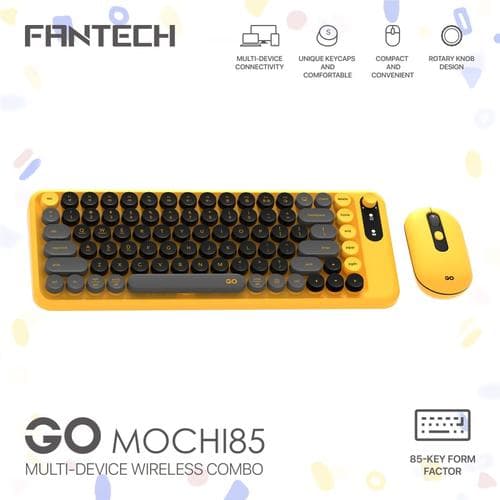 MOUSE KEYBOARD FANTECH GO MOCHI 85 WK898 WIRELESS BUNDLE — YELLOW