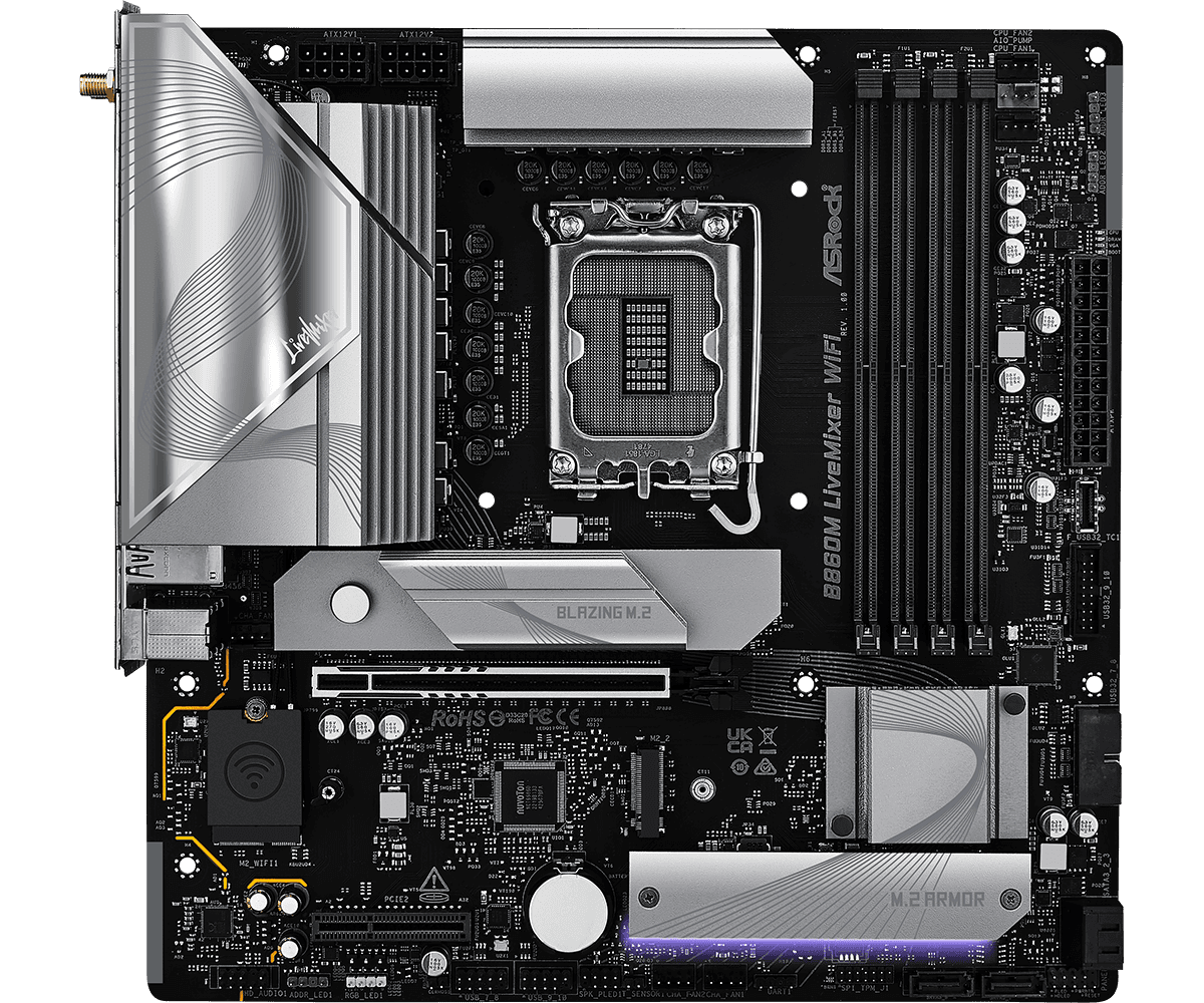MOTHERBOARD ASROCK B860M LiveMixer WIFI LGA1851 DDR5 - mATX
