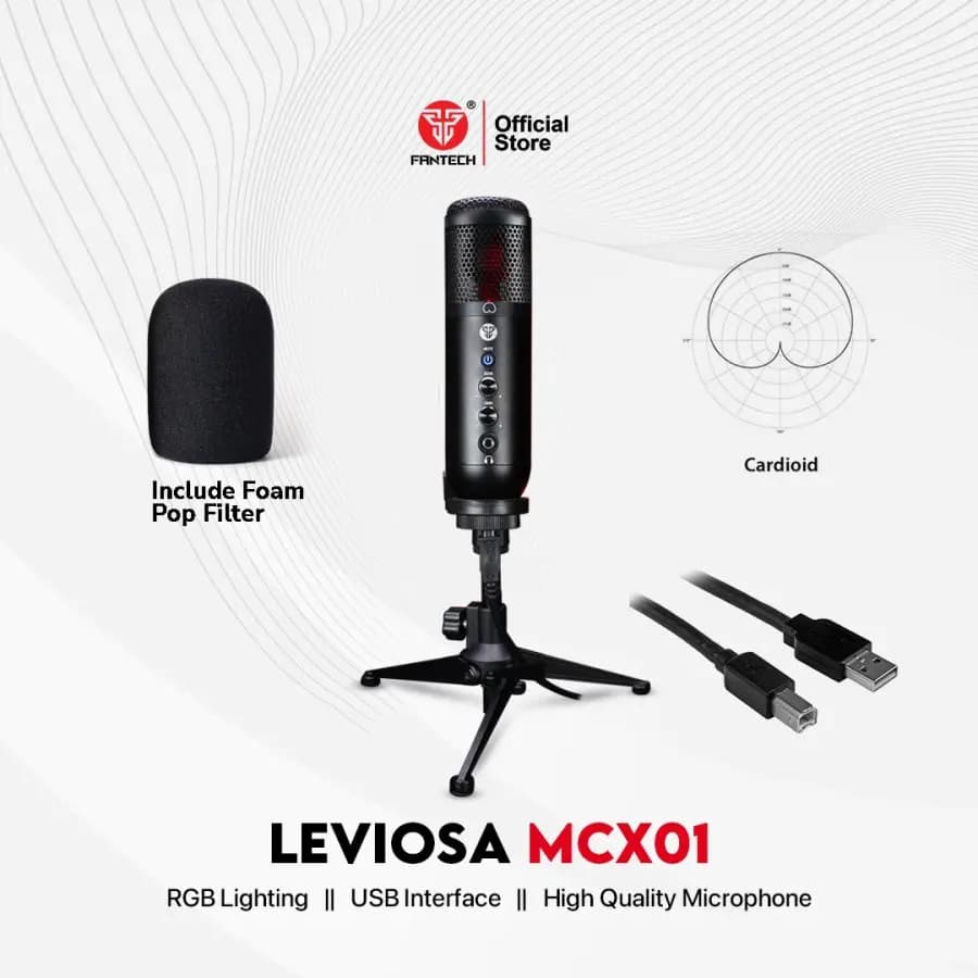 MICROPHONE FANTECH CONDENSER LEVIOSA MCX01 USB CARDIOID