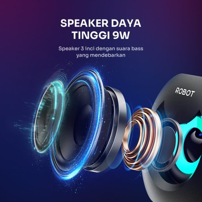 SPEAKER ROBOT RS190 USB & 3.5mm AUDIO JACK RGB SOUNDBASS