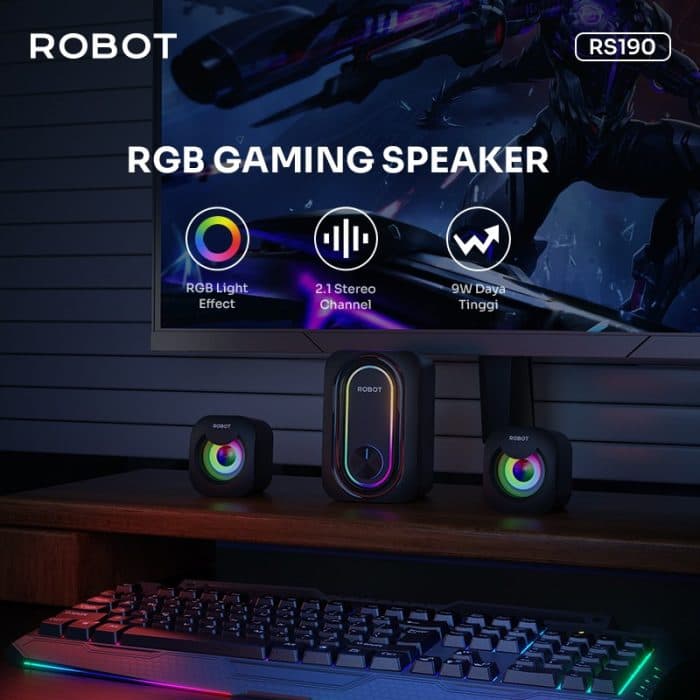 SPEAKER ROBOT RS190 USB & 3.5mm AUDIO JACK RGB SOUNDBASS
