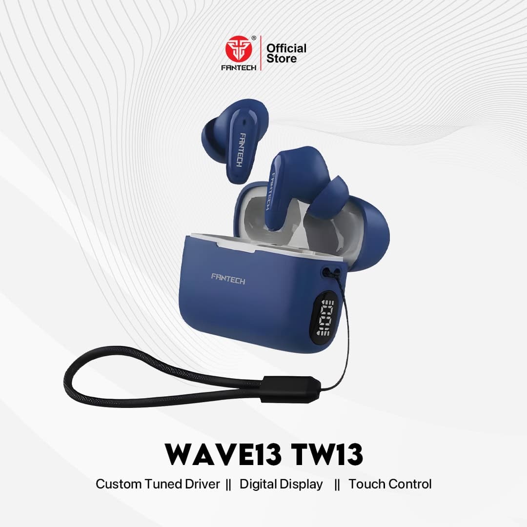 TWS FANTECH TW13 WAVE 13 TRUE WIRELESS BLUETOOTH 5.3 EARBUDS — BIRU