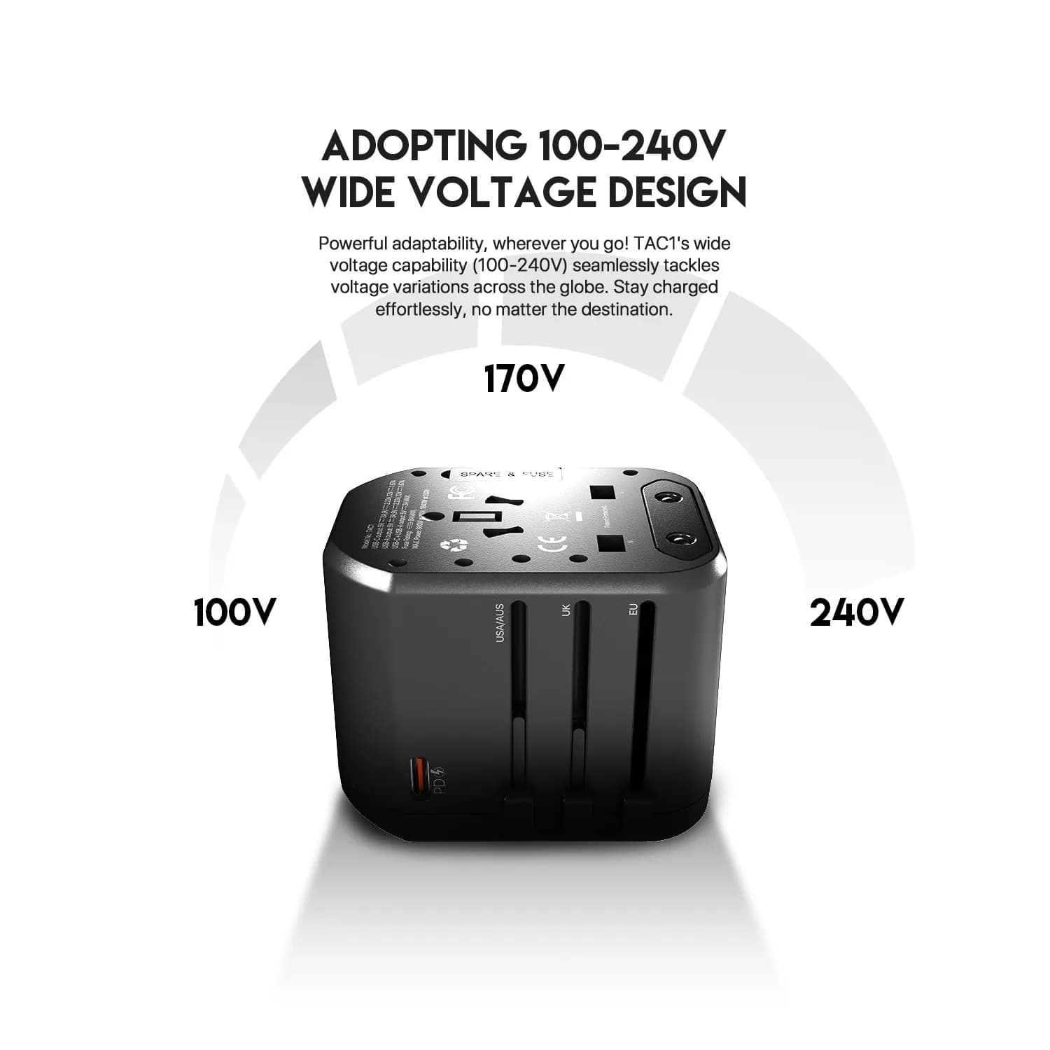 FANTECH UNIVERSAL TRAVEL ADAPTER 3-PORT PD+QC 20W - TAC1 / TAC01
