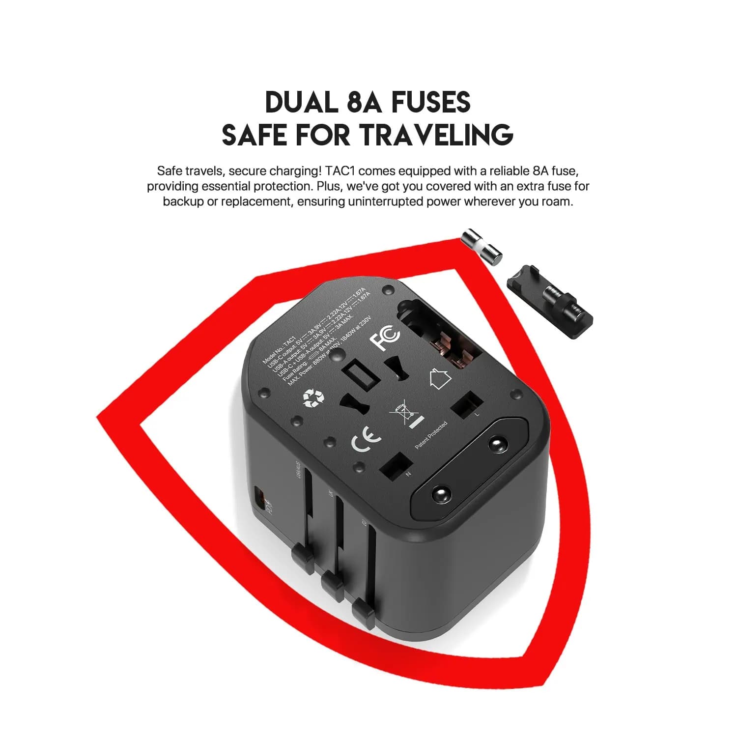 FANTECH UNIVERSAL TRAVEL ADAPTER 3-PORT PD+QC 20W - TAC1 / TAC01