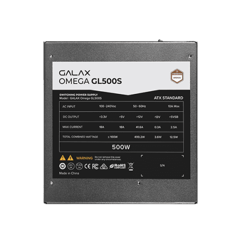 POWER SUPPLY GALAX OMEGA GL550S 550W 80+ BRONZE - NON MODULAR