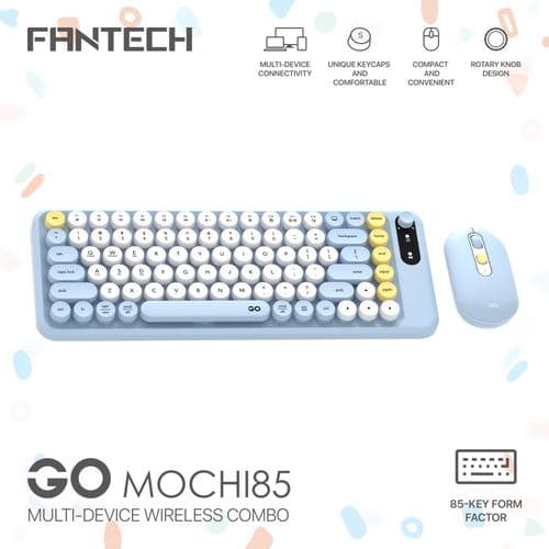 MOUSE KEYBOARD FANTECH GO MOCHI 85 WK898 WIRELESS BUNDLE — BLUE