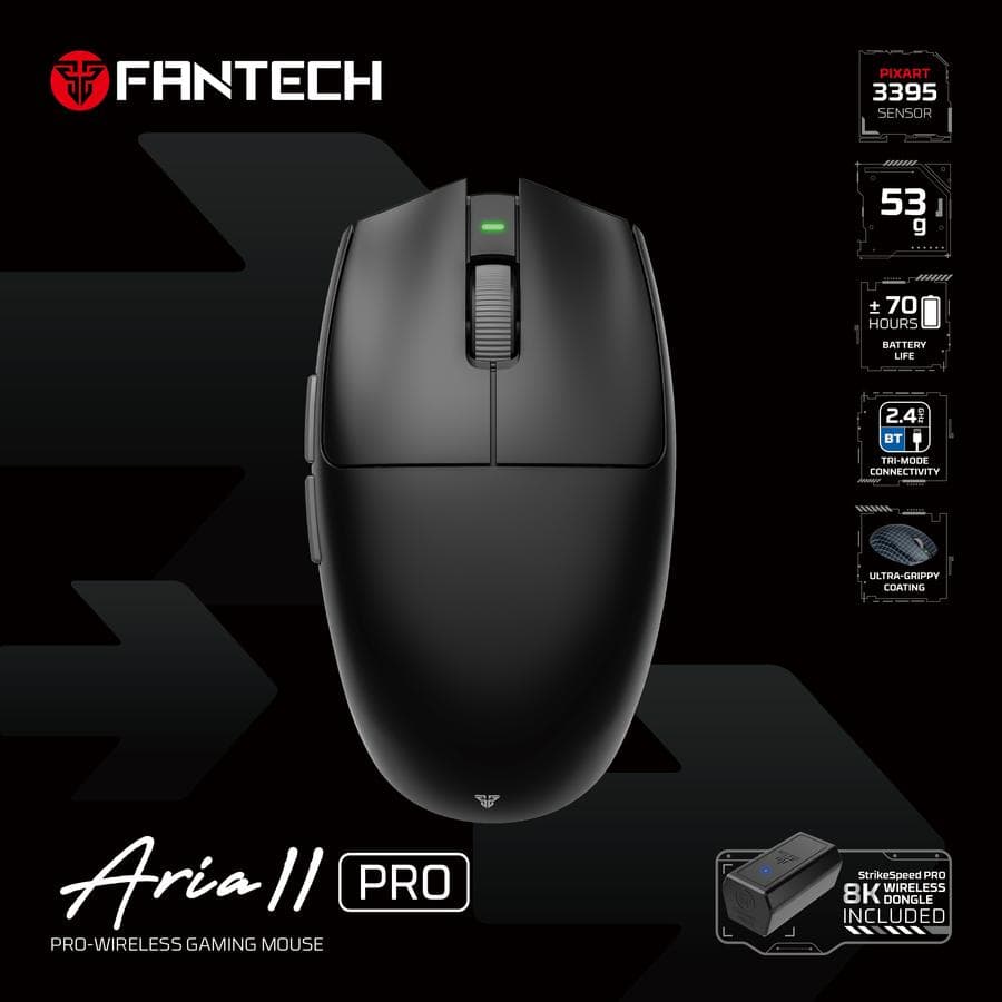 MOUSE FANTECH ARIA II XD7 PRO GEN 2 Wireless TRI-MODE RECHARGABLE — Black