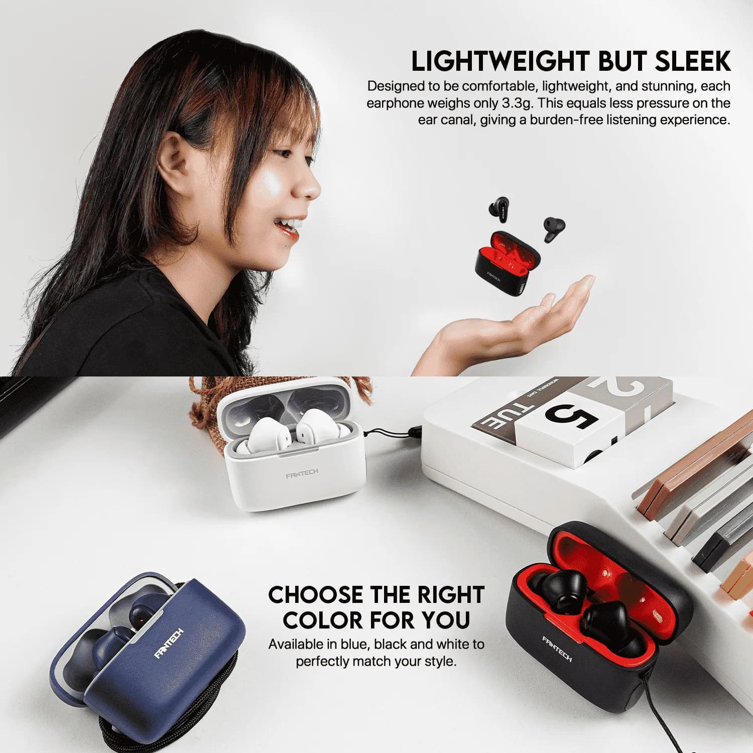 TWS FANTECH TW13 WAVE 13 TRUE WIRELESS BLUETOOTH 5.3 EARBUDS