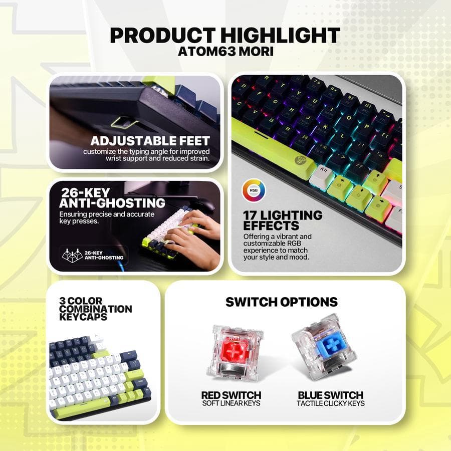 KEYBOARD FANTECH ATOM63 60% MECHANICAL MORI EDITION MK874V2