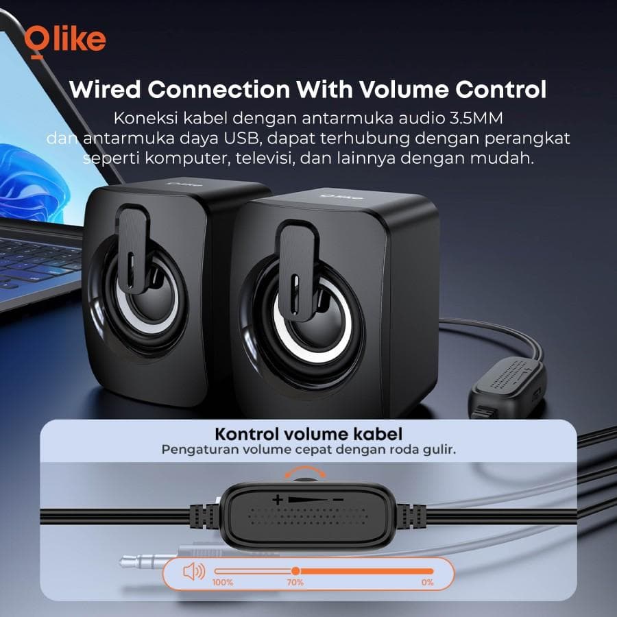 SPEAKER OLIKE SC01 WIRED SPEAKER 4W STEREO SOUND PC AUX 3.5mm JACK AUDIO