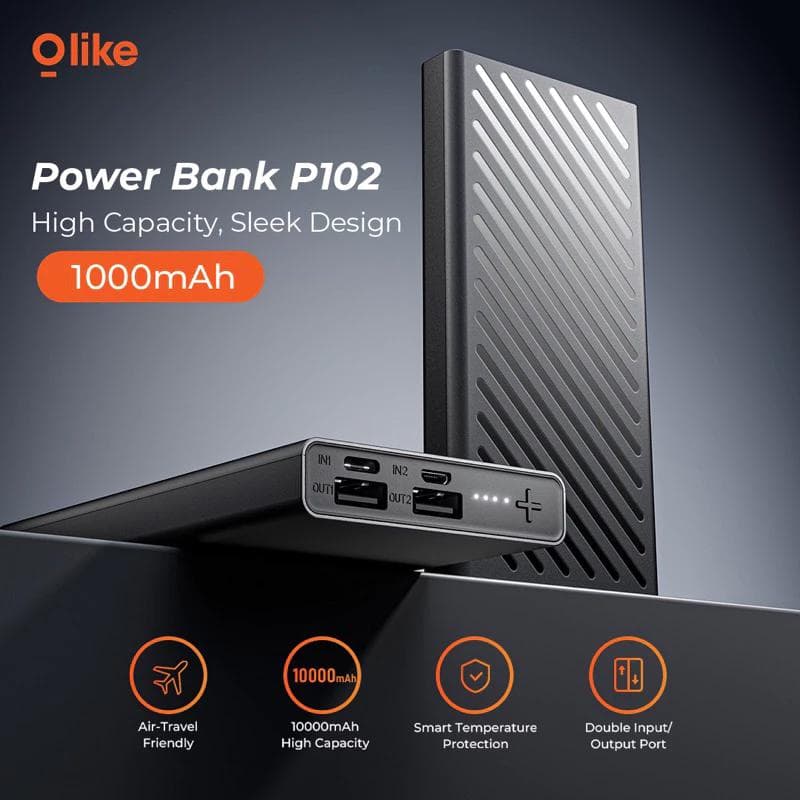 POWERBANK OLIKE P102 10.000 mAh DUAL PORT IN OUT 5V