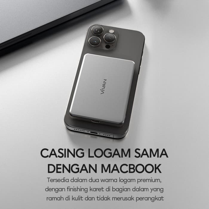 POWERBANK VIVAN VPB-W05 ULTRA THIN POWERBANK WIRELESS 5000mAh MAGNETIK 15W PD 20W