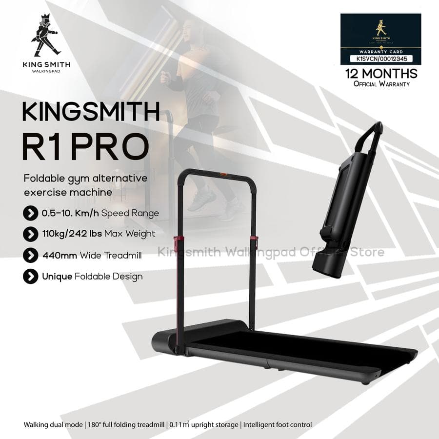 KINGSMITH WALKINGPAD R1 PRO SMART FORDABLE TREADMILL — BLACK-RED