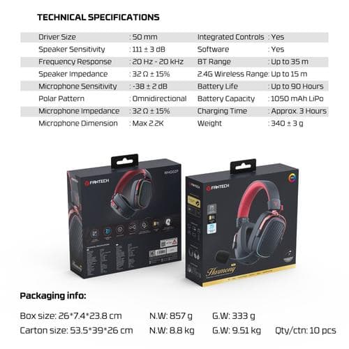 HEADSET FANTECH HARMONY PRO WHG02P TRI-MODE CONNECTIVITY